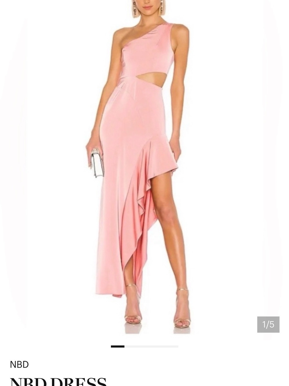 NBD One-Shoulder Pink Asymmetric Cutout Ruffle Dress